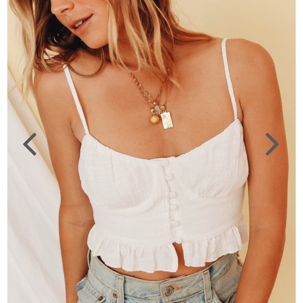 Verge Girl Button Down White Frill Tank